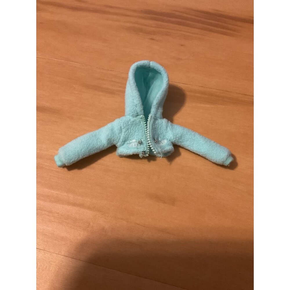 MGA LOL Surptise Miniature Light Blue Teddy Bear Hoodie Jacket With Zipper & Hoo